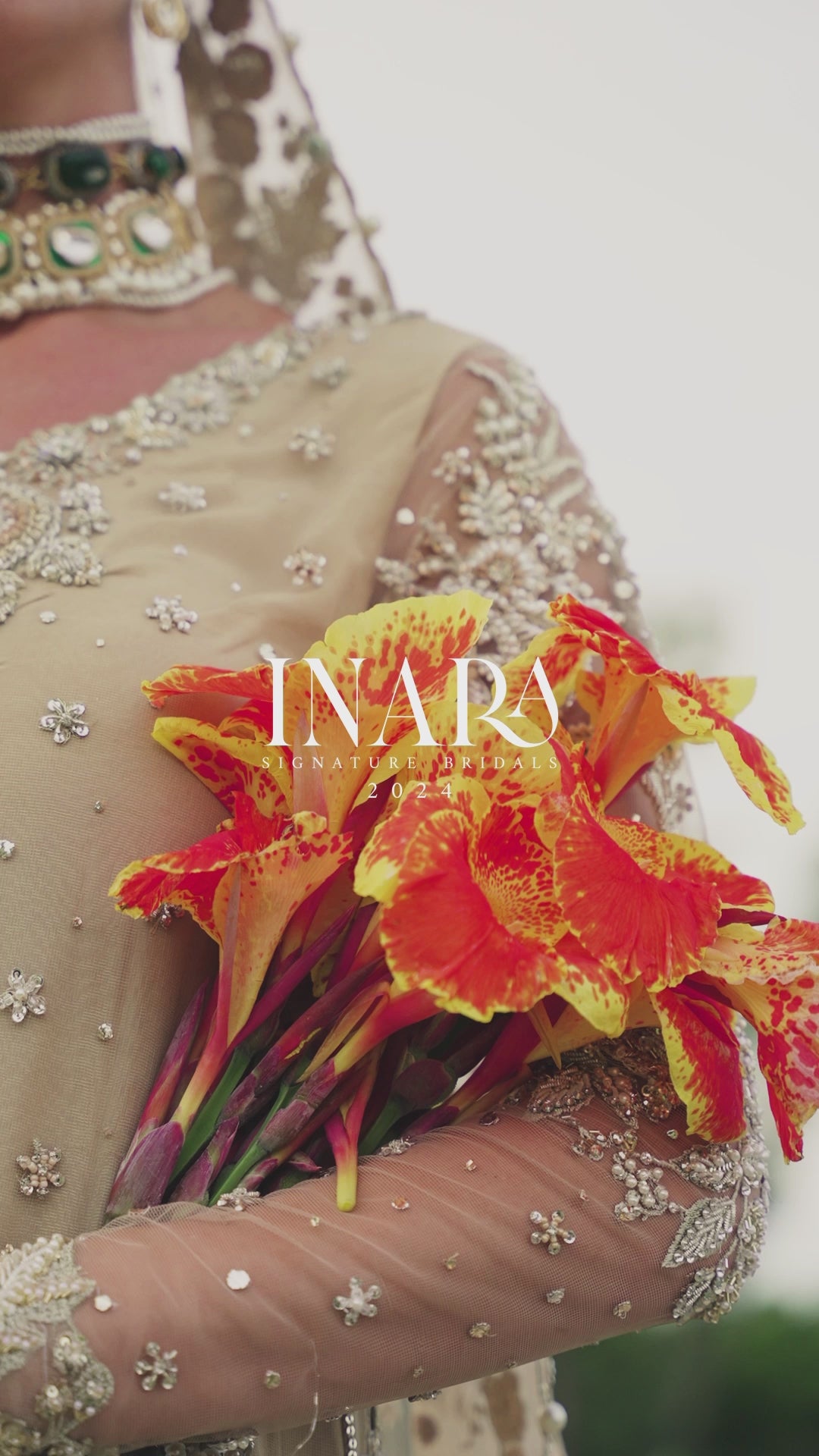 Beige Embellished Net Bridal Lehenga (3-Piece) - Image 10