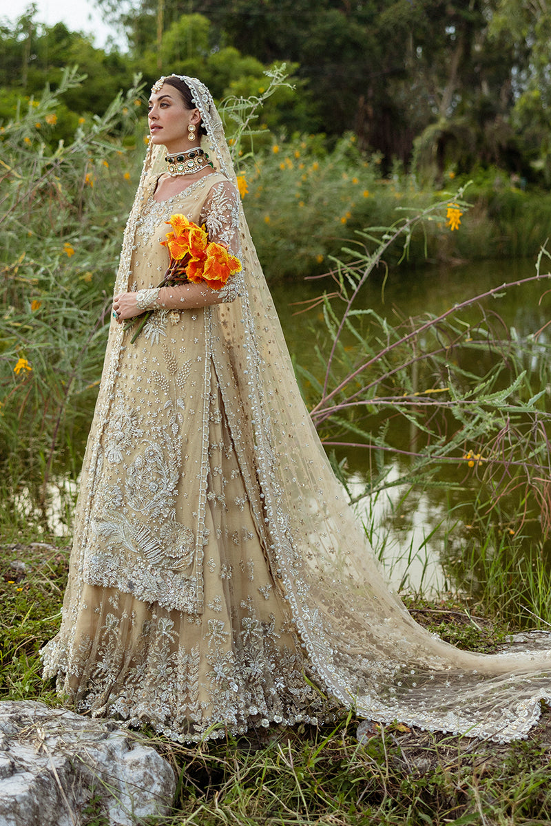 Beige Embellished Net Bridal Lehenga (3-Piece) - Image 2