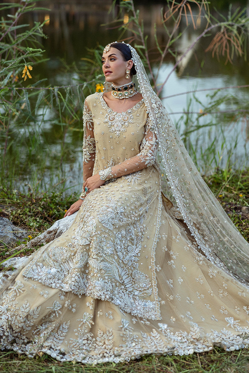 Beige Embellished Net Bridal Lehenga (3-Piece) - Image 3