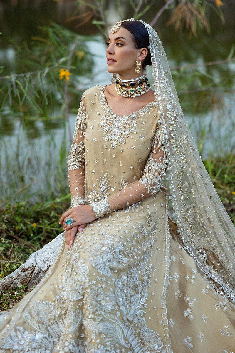 Beige Embellished Net Bridal Lehenga (3-Piece) - Image 4