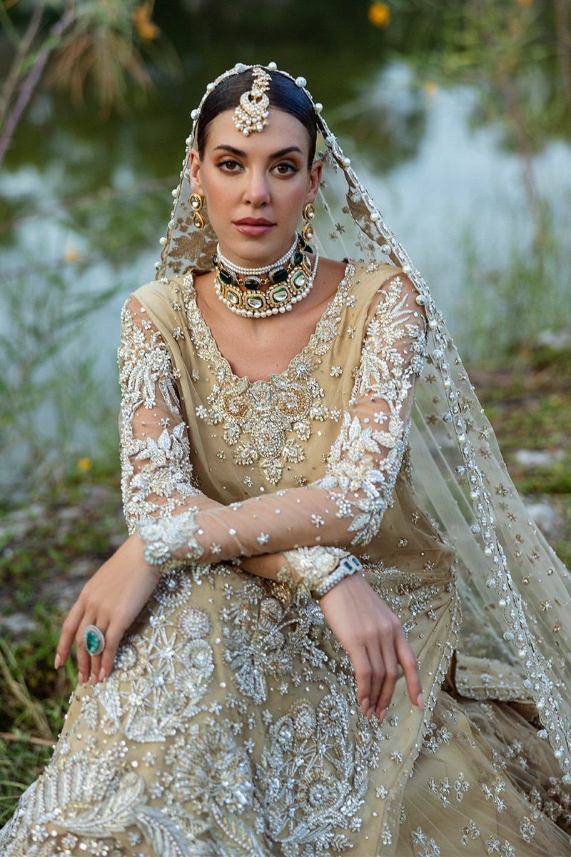 Beige Embellished Net Bridal Lehenga (3-Piece) - Image 5