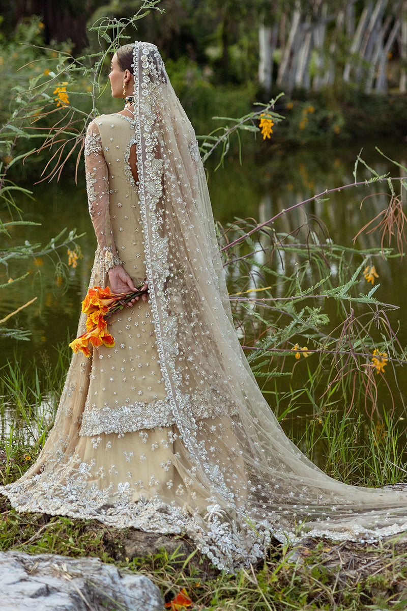 Beige Embellished Net Bridal Lehenga (3-Piece) - Image 9