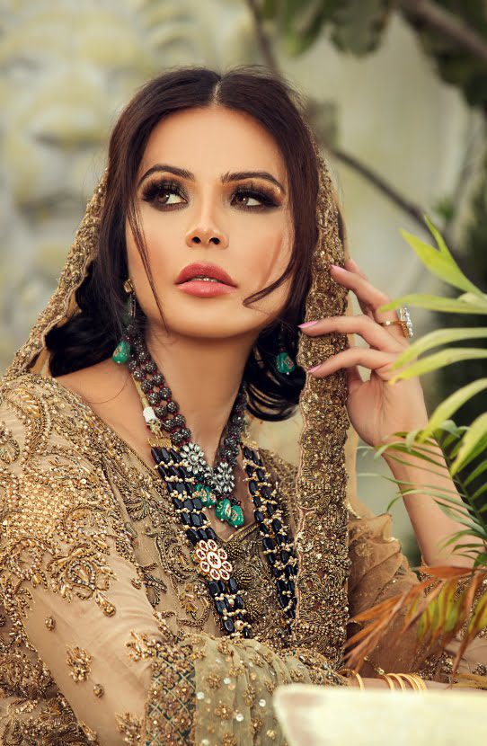 Beige Embellished Organza Gown with Raw Silk Lehenga (3-Piece) - Image 5