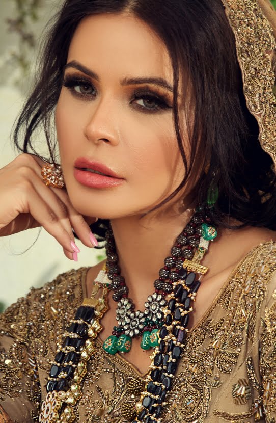 Beige Embellished Organza Gown with Raw Silk Lehenga (3-Piece) - Image 6