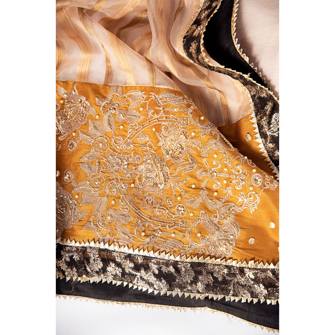Earthy Beige Embroidered Raw Silk Lehenga Choli (4-Piece) - Image 7
