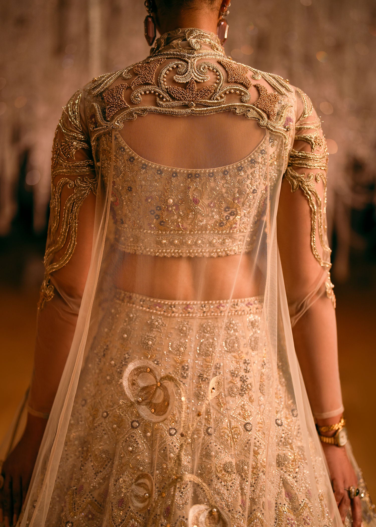 Beige Embellished Raw Silk Lehenga & Choli (3-Piece) - Image 7