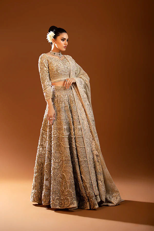Beige Zardozi Tullè Lehenga Choli (3-Piece) - Image 2