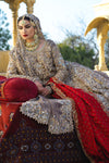 Pakistani Taupe Hand-Embellished Tulle Lehenga (3-Piece) - Image 5
