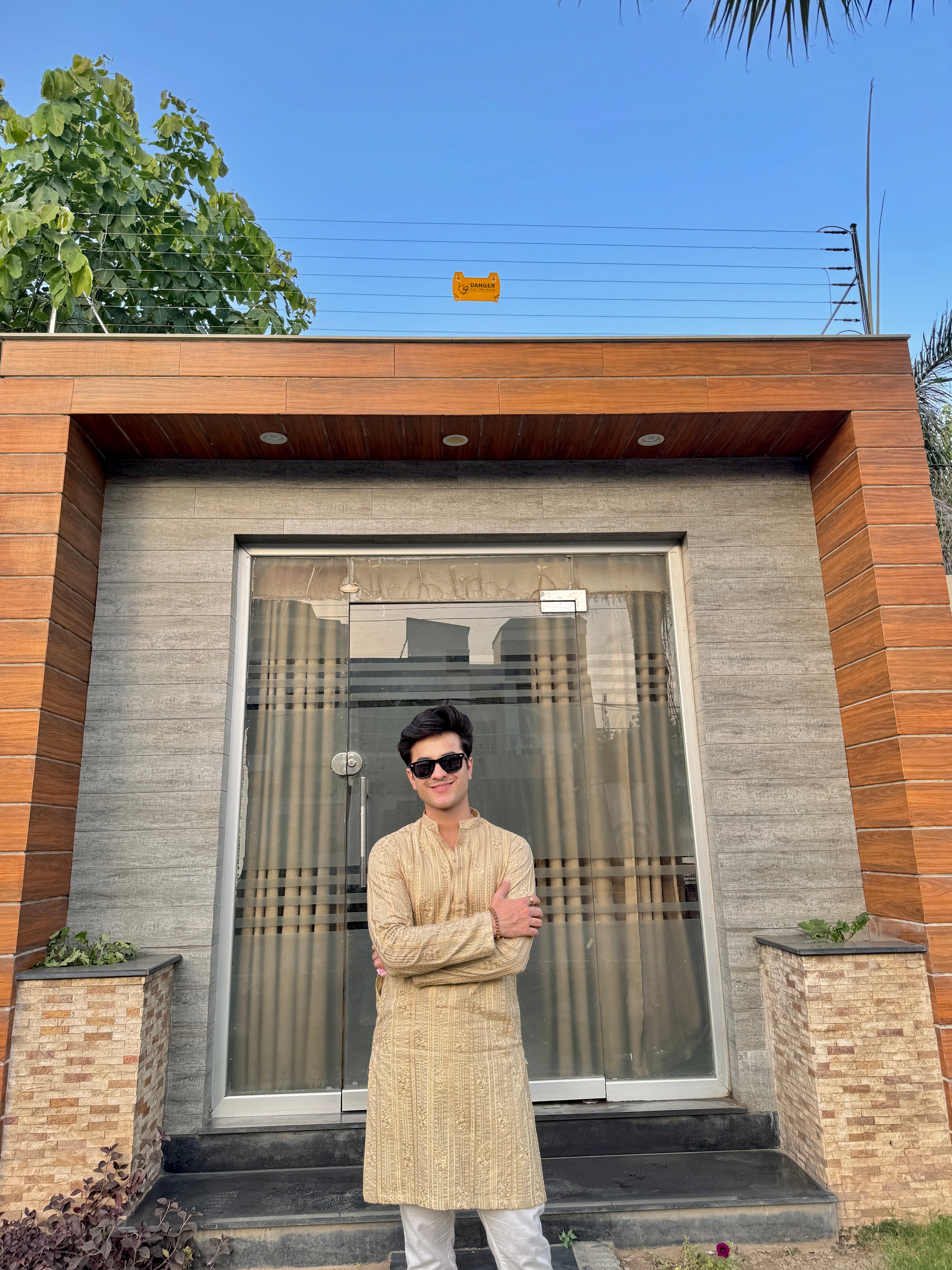 Light Beige Embroidered Cotton Kurta (2-Piece) - Image 2