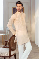 Beige Hand Block Print Cotton Kurta (2-Piece) - Image 3