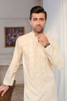 Beige Hand Block Print Cotton Kurta (2-Piece) - Image 5