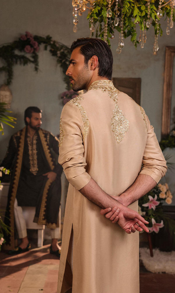 Beige Thread-Embroidered Cotton-Silk Kurta (3-Piece) - Image 13