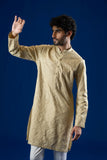 Light Beige Embroidered Cotton Kurta (2-Piece) - Image 7