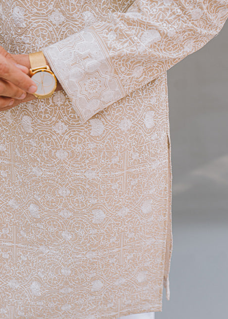 Beige Embroidered Lawn Kurta (2-Piece) - Image 2