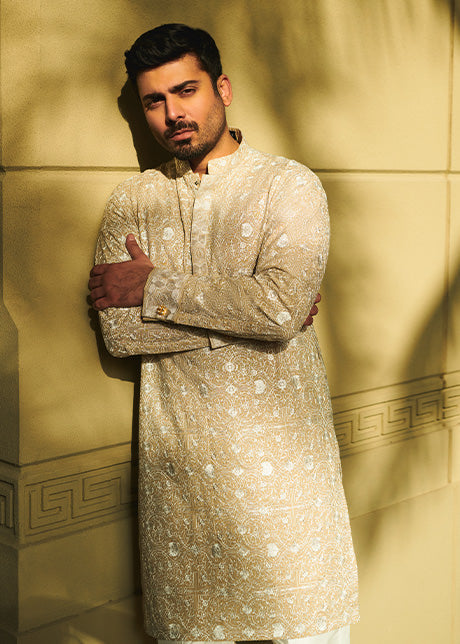 Beige Embroidered Lawn Kurta (2-Piece) - Image 1