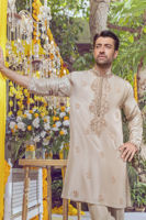 Taupe Marori Embroidered Pure Raw Silk Kurta (2-Piece) - Image 4