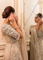 Nude Pearl & Crystal Net Pishwas Dress (3-Piece) - Image 4