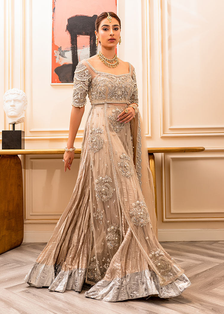 Nude Pearl & Crystal Net Pishwas (3-Piece) - Image 4