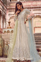 Pakistani Beige Zardozi & Kaamdani Net Pishwas (3-Piece) - Image 2