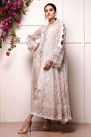 Butterscotch Embroidered Organza Pishwas (3-Piece) - Image 3