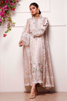 Butterscotch Embroidered Organza Pishwas (3-Piece) - Image 5