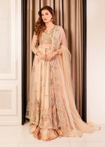 Nude Embellished Pearl Net Pishwas Dress (3-Piece) - Image 2
