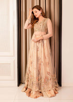Nude Embellished Pearl Net Pishwas Dress (3-Piece) - Image 4
