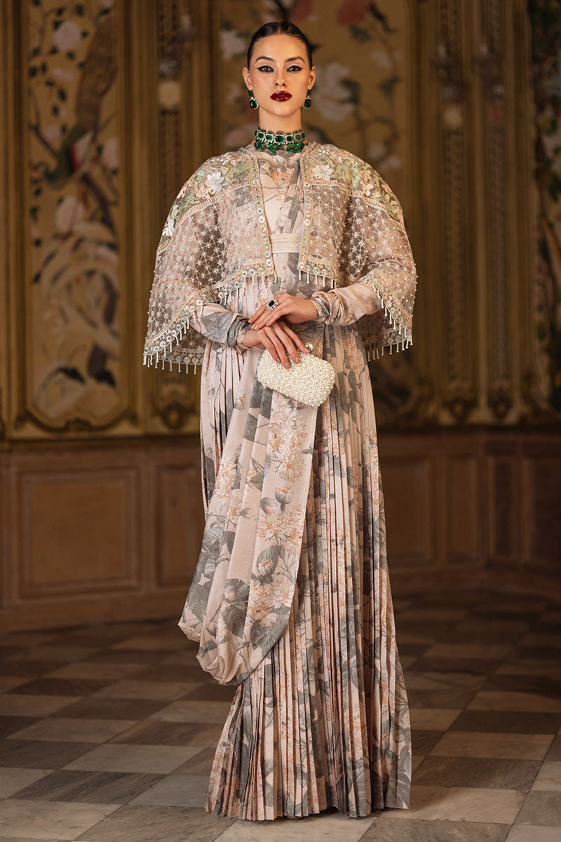 Beige Embellished Raw Silk Pishwas (3-Piece) - Image 1