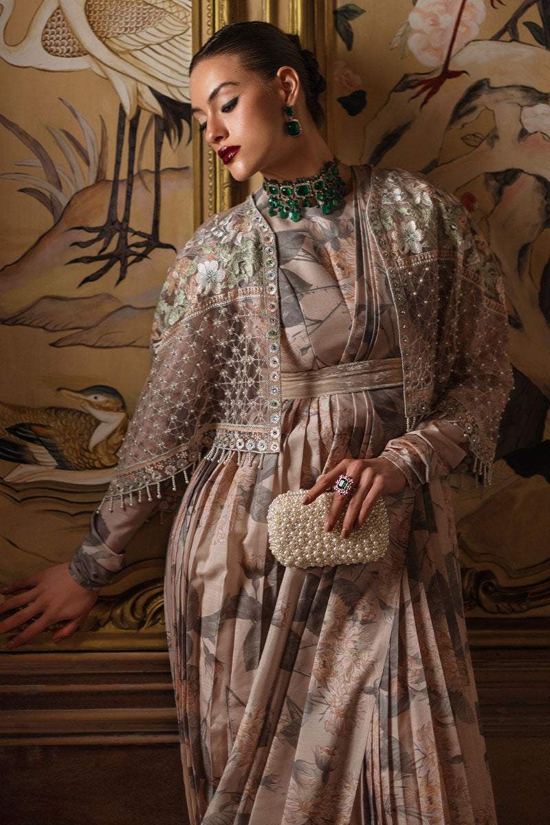 Beige Embellished Raw Silk Pishwas (3-Piece) - Image 2