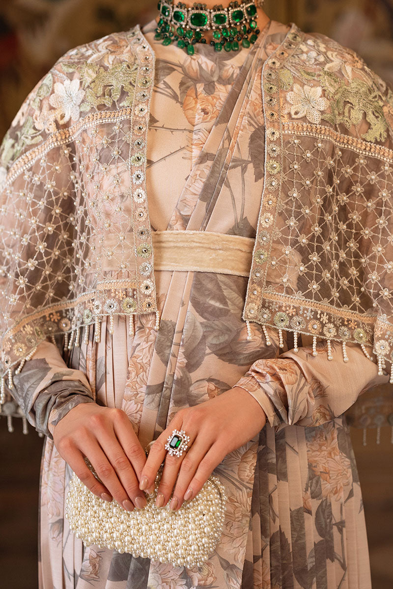 Beige Embellished Raw Silk Pishwas (3-Piece) - Image 4