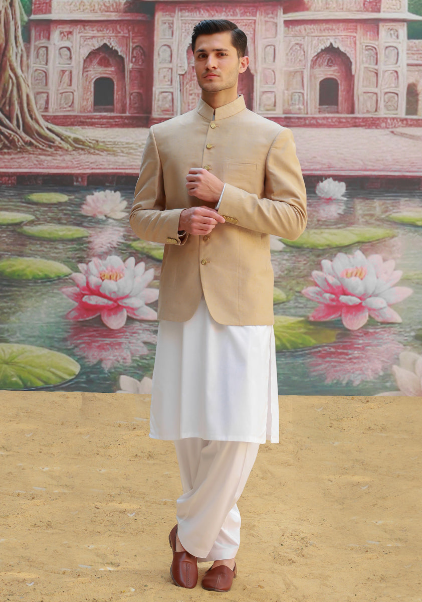 Sesame Jamawar Prince Coat (3-Piece) - Image 1