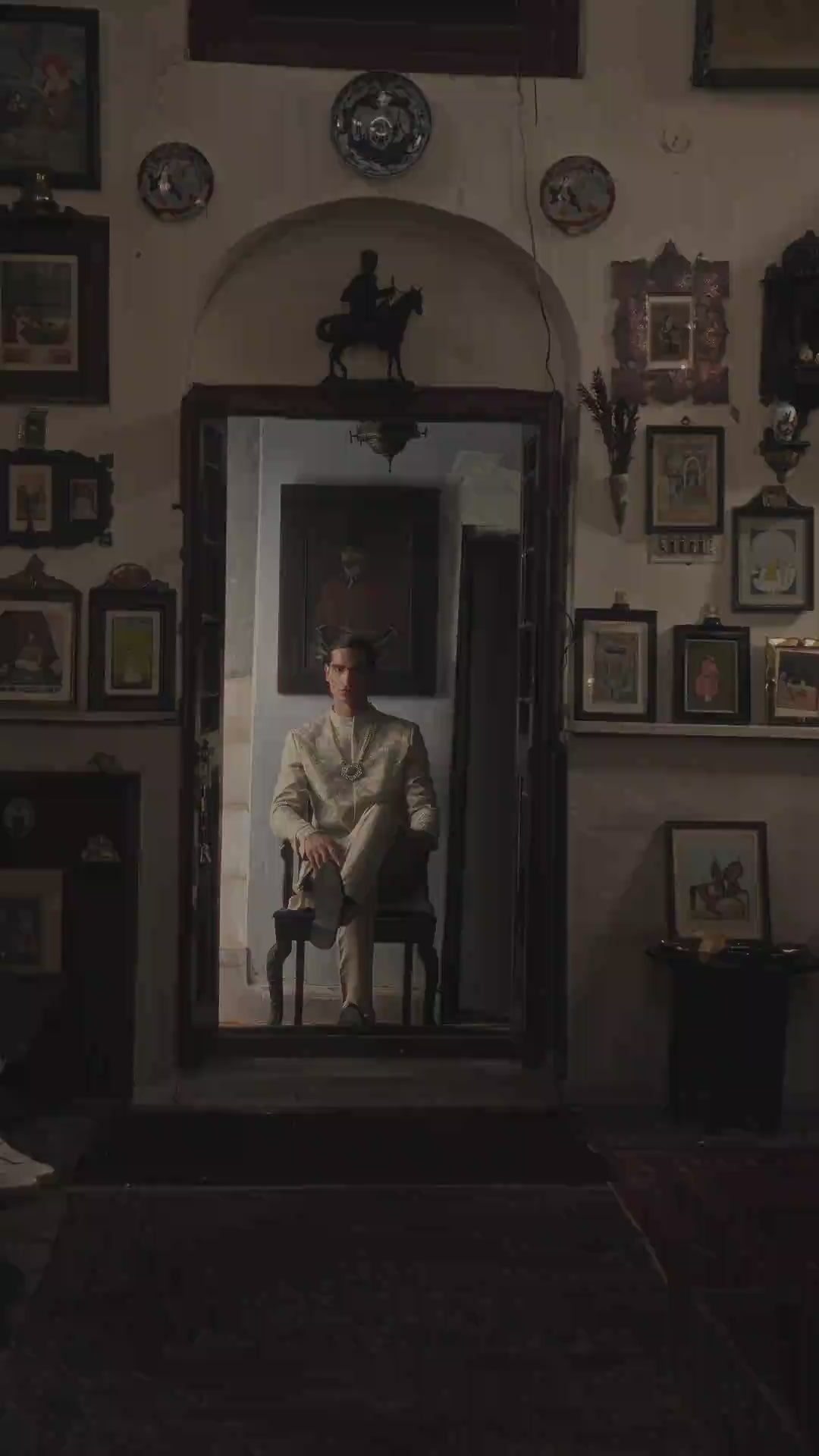 Taupe Tambour-Embroidered Silk-Blend Prince Coat (3-Piece) - Image 5