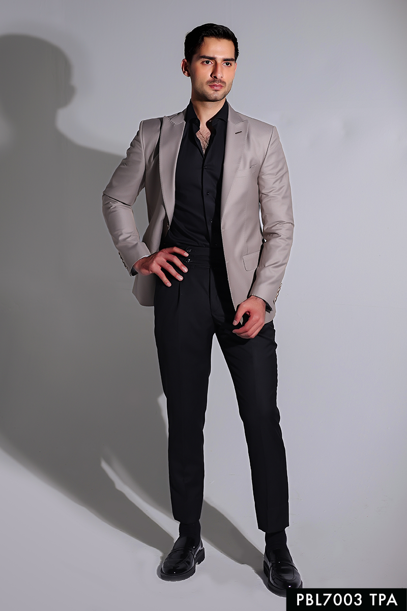 Taupe Suiting Fabric Prince Coat (2-Piece) - Image 1