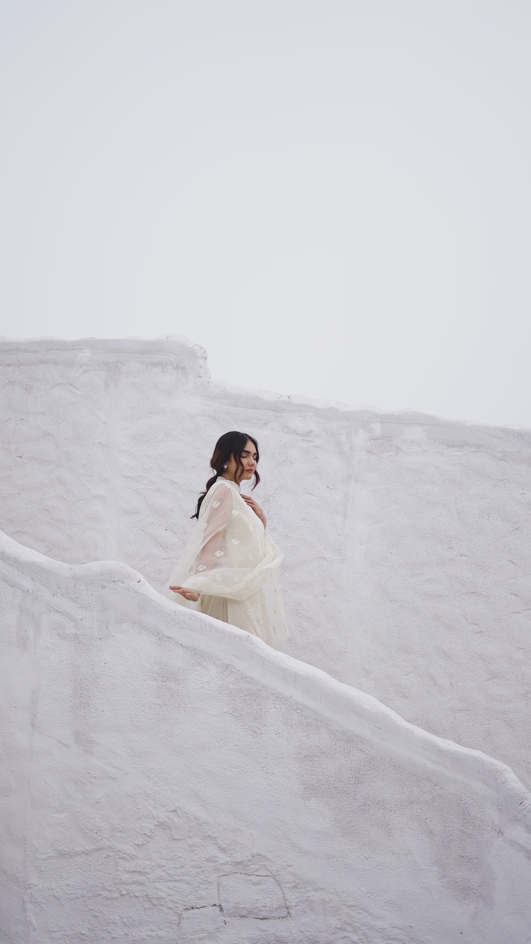 Nude Beige Embroidered Cotton Karandi Suit (3-Piece) - Image 13