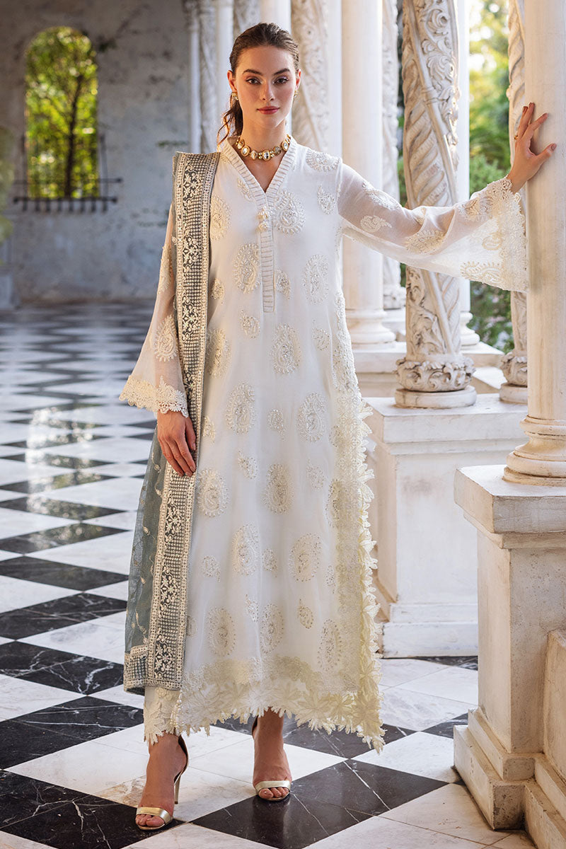 Pakistani Beige Chikankari Cotton Net Salwar Kameez (3-Piece) - Image 1