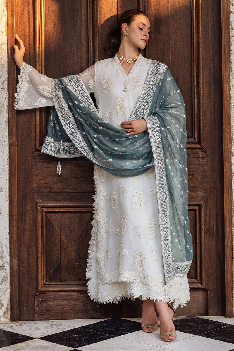 Pakistani Beige Chikankari Cotton Net Salwar Kameez (3-Piece) - Image 5