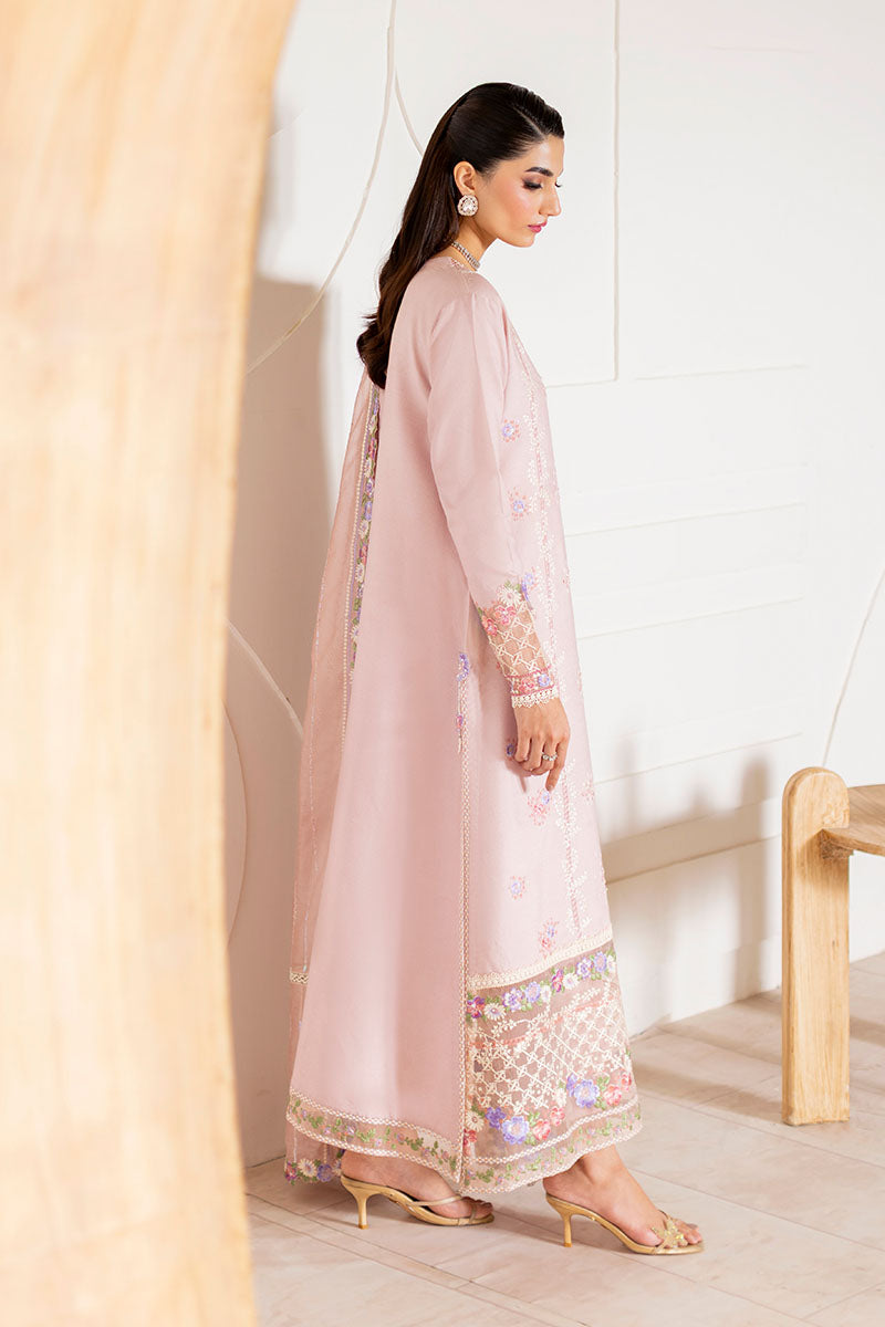 Nude Beige Embroidered Loom Cotton Net Salwar Kameez (3-Piece) - Image 6