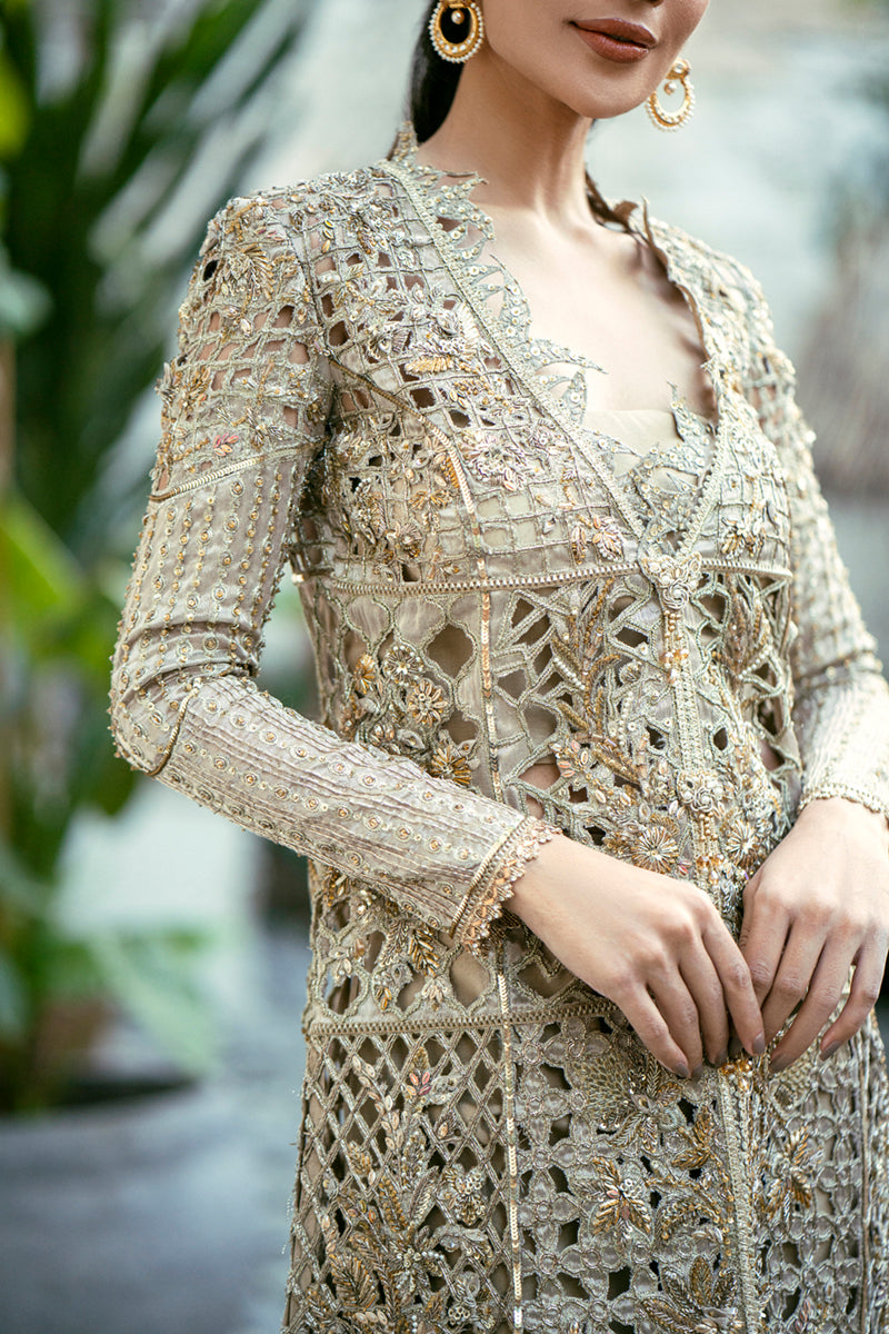 Pakistani Beige Embellished Masoori Salwar Kameez (3-Piece) - Image 4