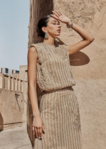 Pakistani Skin Embellished Net Salwar Kameez (3-Piece) - Image 5