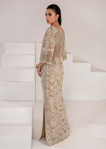 Beige Embroidered Net Jacket with Raw Silk Pants (3-Piece) - Image 6