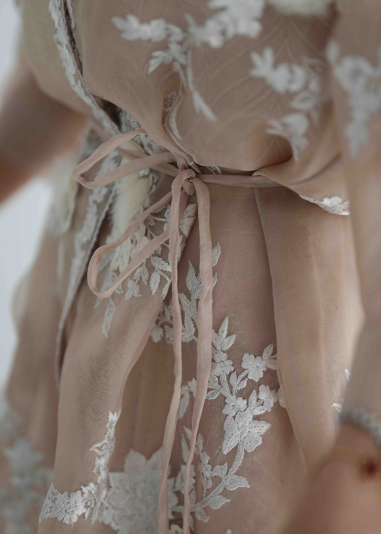 Pakistani Champagne Beige Embroidered Organza Jacket & Crepe Shalwar (2-Piece) - Image 8