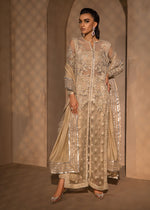 Beige Embroidered Organza & Raw Silk Salwar Kameez (3-Piece) - Image 2