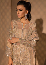 Indian Beige Embellished Organza & Raw Silk Long Shirt (3-Piece) - Image 6