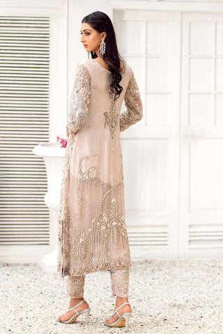 Soft Beige Embellished Organza Salwar Kameez (2-Piece) - Image 4