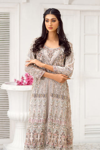 Soft Beige Embellished Organza Salwar Kameez (2-Piece) - Image 5