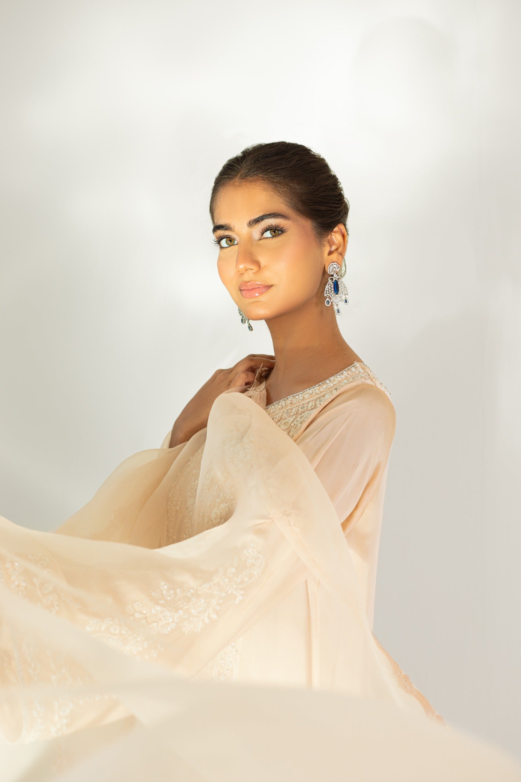 Soft Beige Embroidered Raw Silk Salwar Kameez (3-Piece) - Image 6