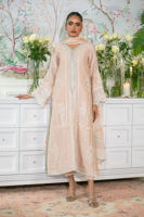 Pakistani Nude Zardozi Embroidered Raw Silk Salwar Kameez (3-Piece) - Image 10