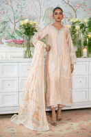 Pakistani Nude Zardozi Embroidered Raw Silk Salwar Kameez (3-Piece) - Image 2