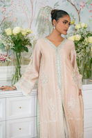 Pakistani Nude Zardozi Embroidered Raw Silk Salwar Kameez (3-Piece) - Image 3