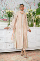 Pakistani Nude Zardozi Embroidered Raw Silk Salwar Kameez (3-Piece) - Image 7